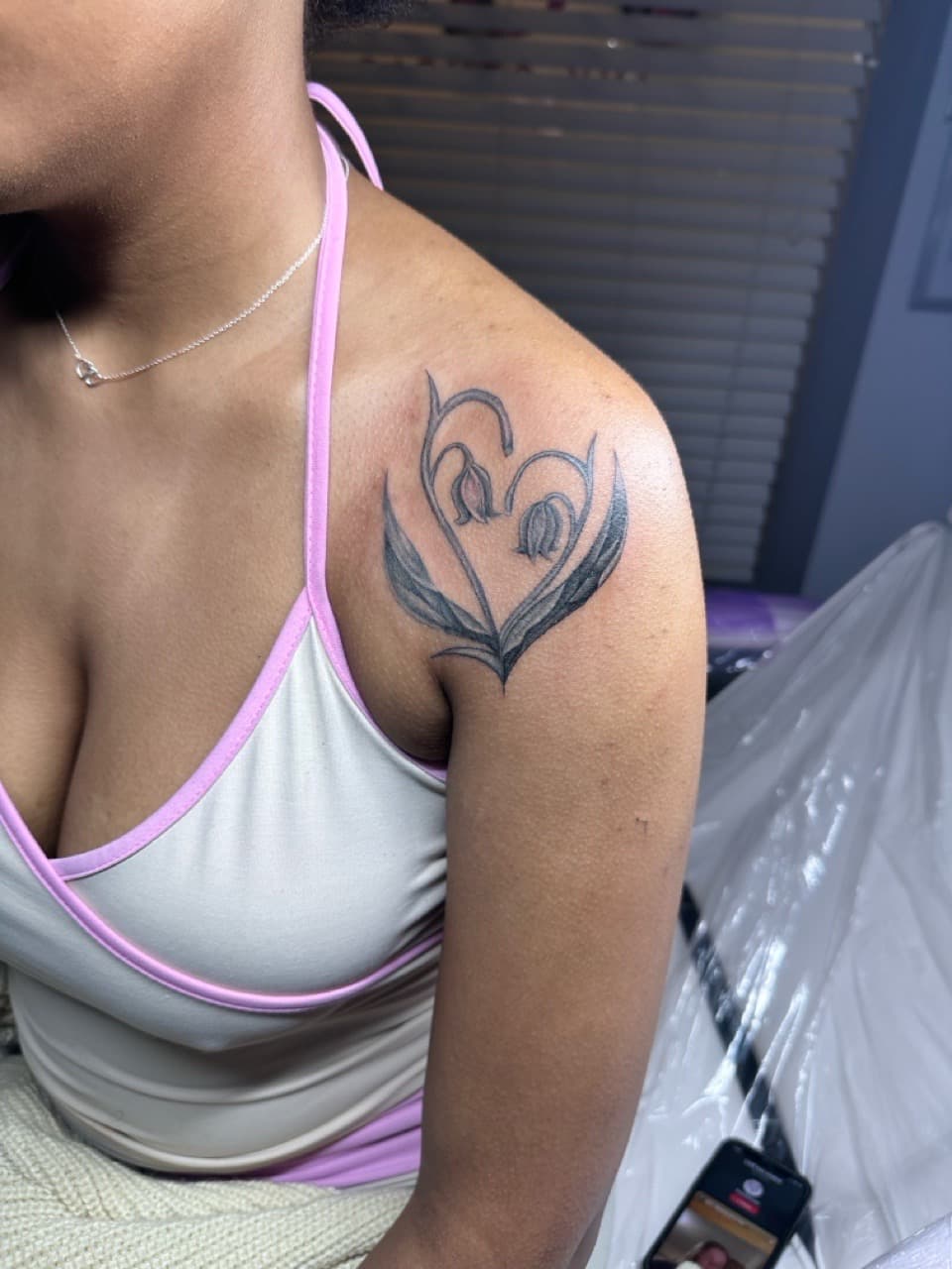 Black & Grey + Floral heart tattoo on Shoulder by The_Body_Art_Surgeon on TattMe