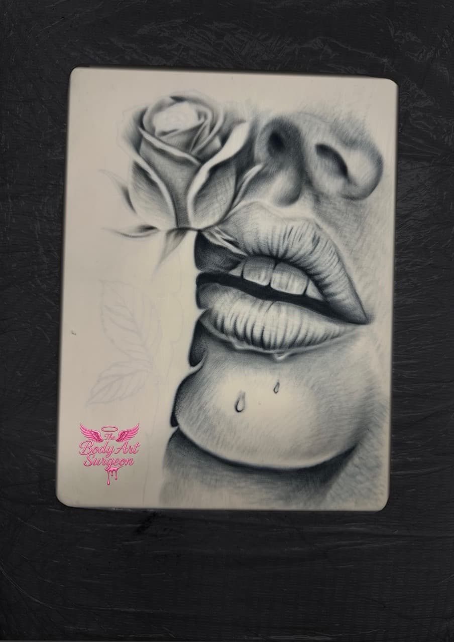 Black & Grey + Realism lips tattoo by The_Body_Art_Surgeon on TattMe