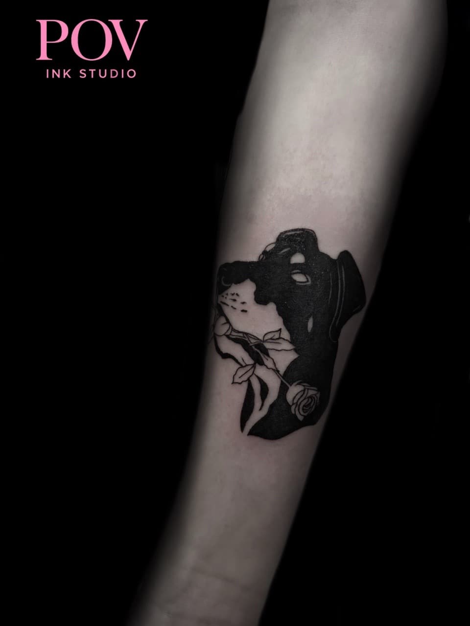 Black-work + Illustrative dog tattoo on Forearm by The_Body_Art_Surgeon on TattMe