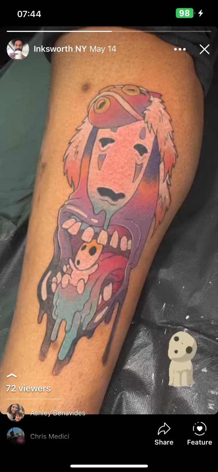 Anime + Color kodama tattoo on Upper Arm by Inksworth on TattMe