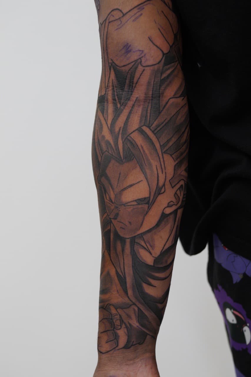 Black & Grey + Anime dragon ball z tattoo on Forearm by Upside_Tattoo on TattMe