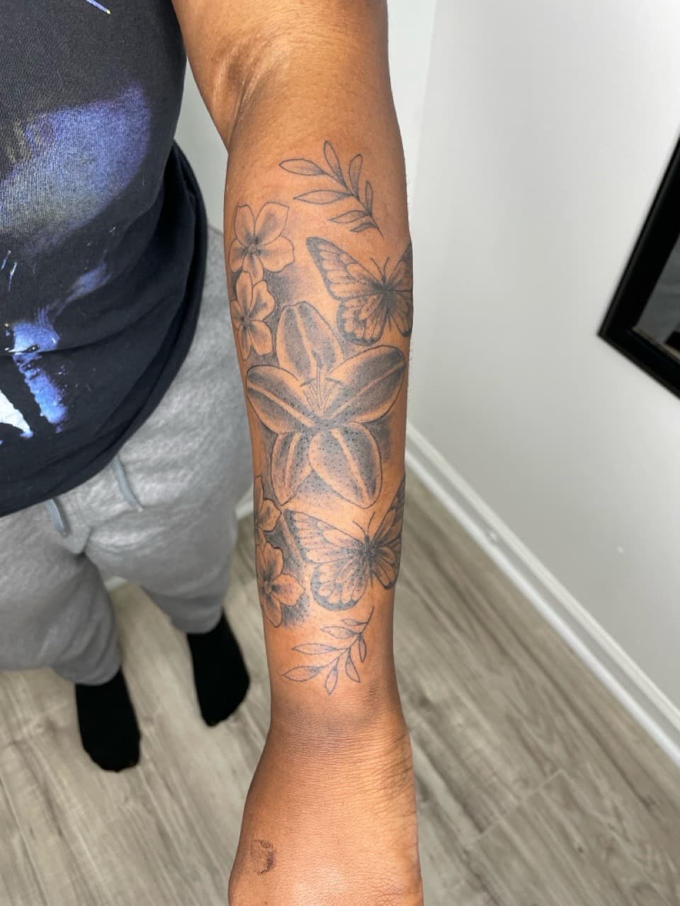 Fine Line + Black & Grey flowers tattoo on Forearm by Bizzarreink on TattMe