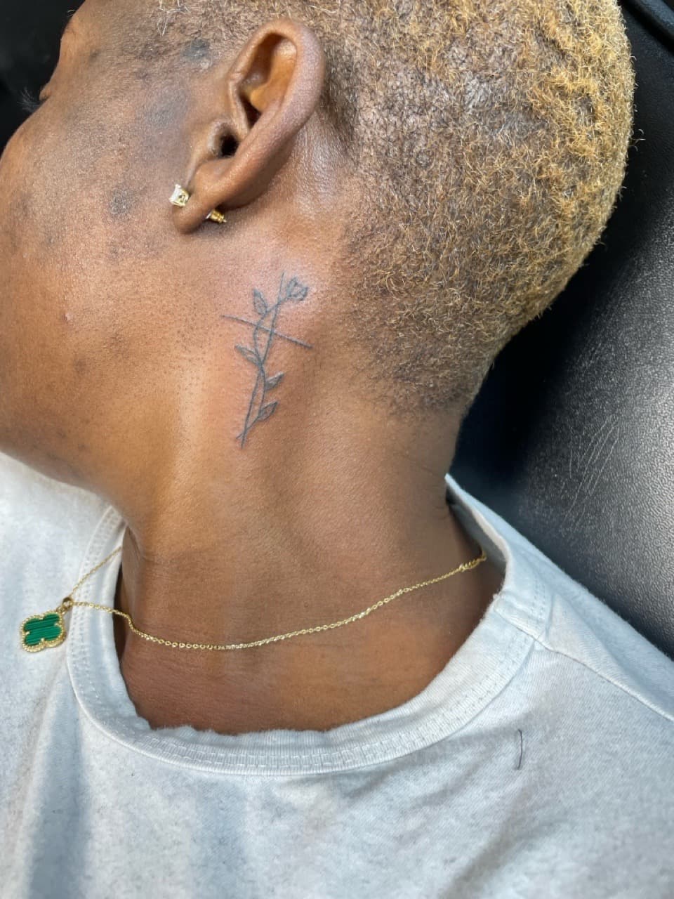 Fine Line + Minimalist branch tattoo on Neck (Side) by Bizzarreink on TattMe
