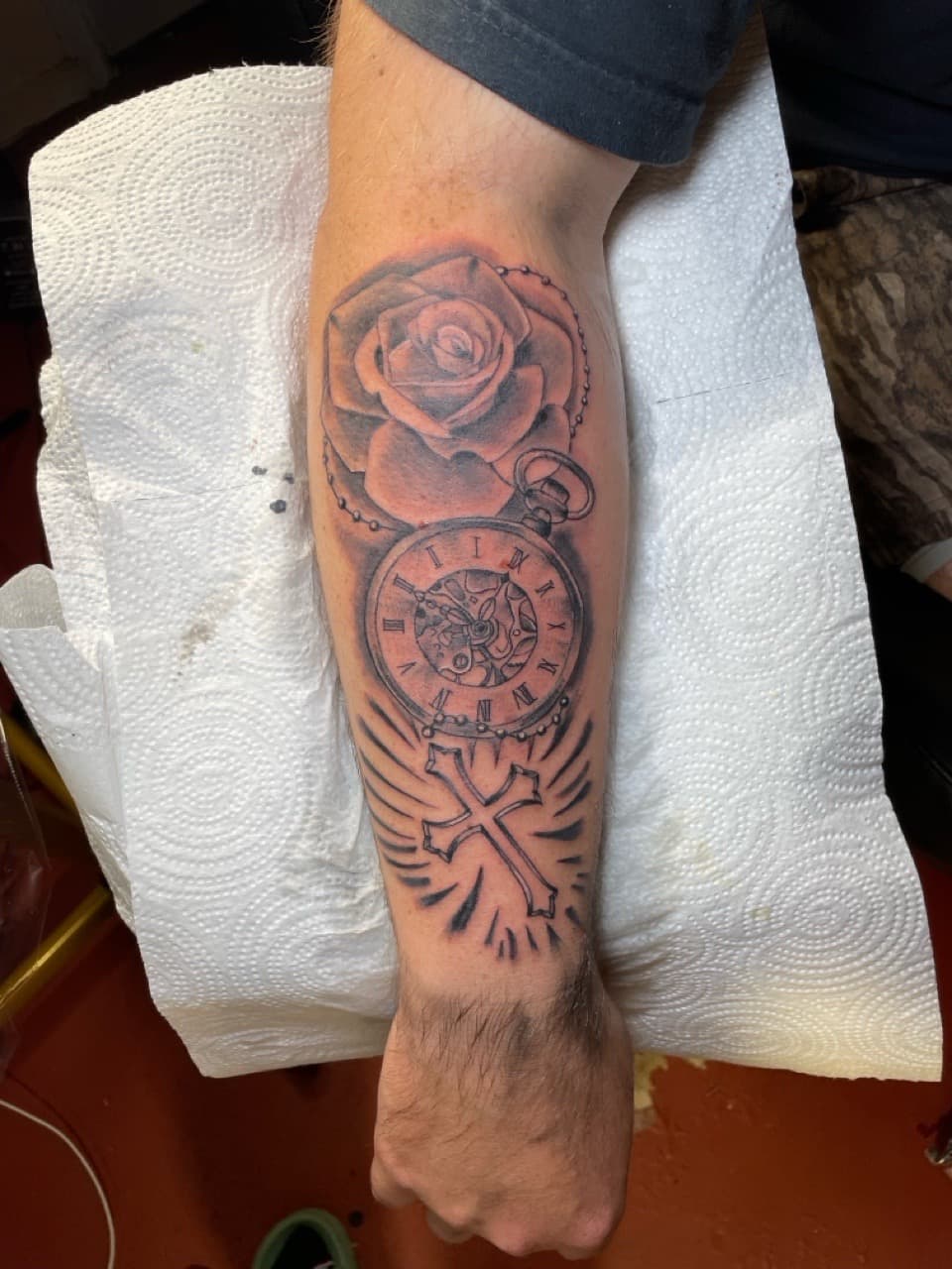 Black & Grey + Illustrative rose tattoo on Forearm by Bizzarreink on TattMe