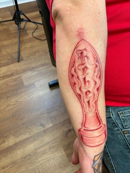 Lettering + Gothic trophy tattoo on Forearm by Bizzarreink on TattMe