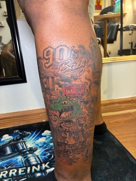 Cartoon + Pop Culture 90s tattoo on Calf by Bizzarreink on TattMe