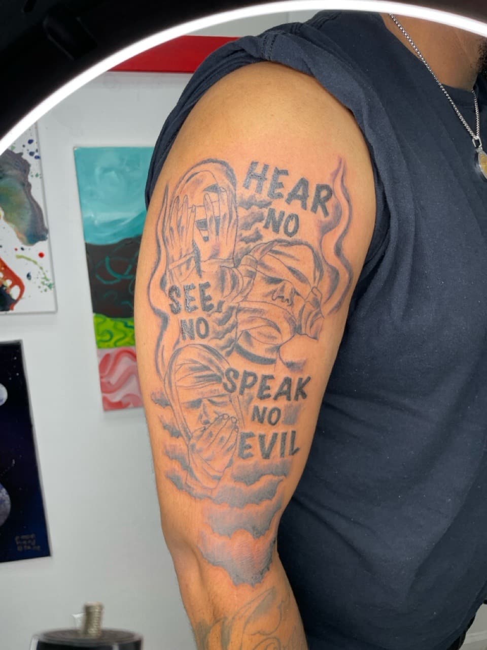 Black & Grey + Illustrative figures tattoo on Upper Arm by Bizzarreink on TattMe