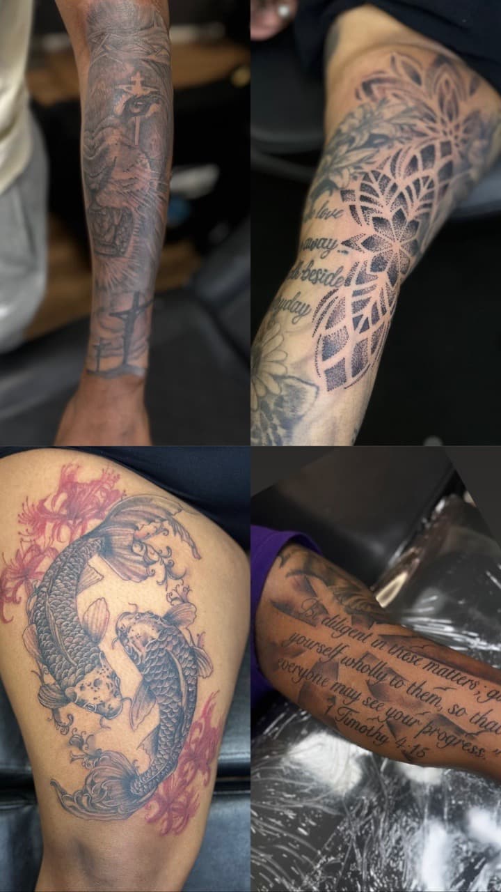 Black & Grey + Illustrative lion tattoo by Pooh_Ink on TattMe