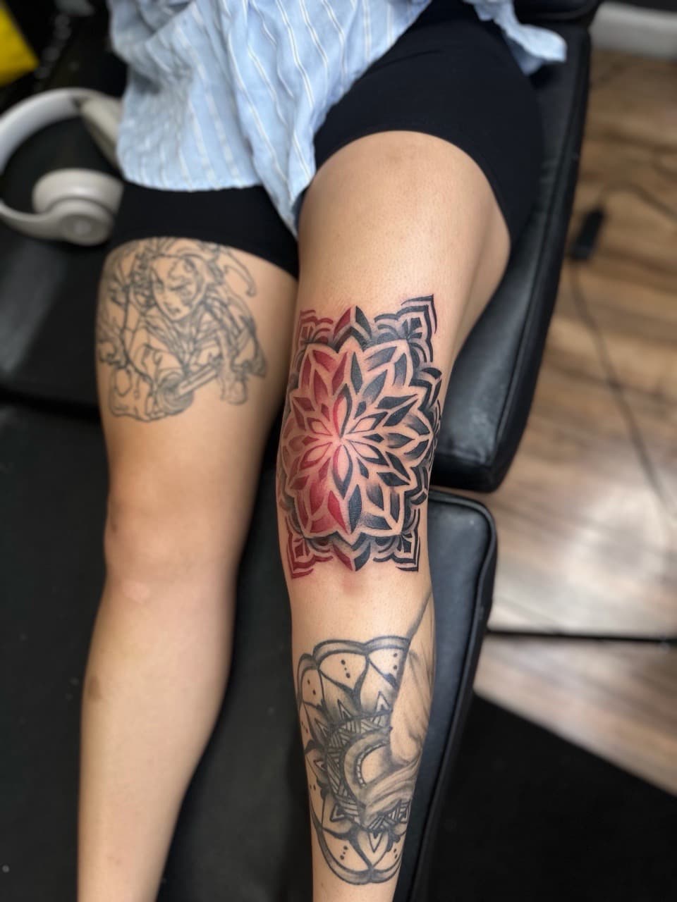 Mandala + Geometric pattern tattoo on Knee by Pooh_Ink on TattMe
