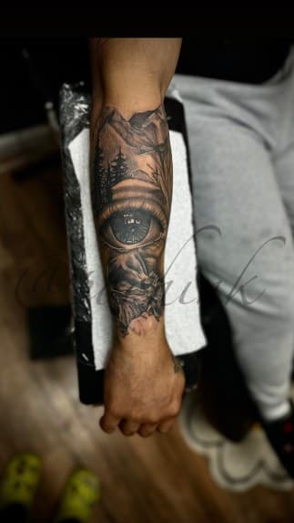 Black & Grey + Realism eye tattoo on Forearm by Pooh_Ink on TattMe