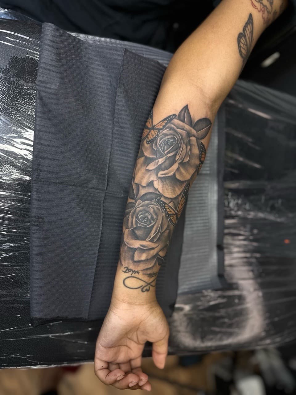 Black & Grey + Floral roses tattoo on Forearm by Pooh_Ink on TattMe
