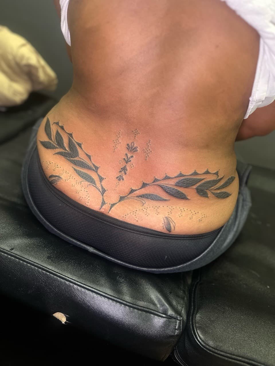 Black-work + Dot-work vines tattoo on Lower Back by Pooh_Ink on TattMe