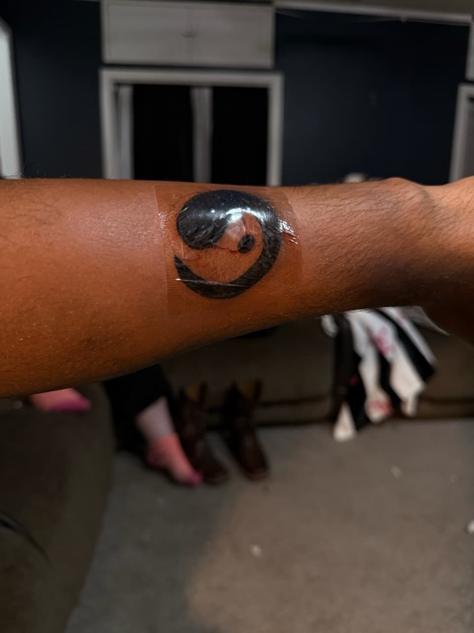 Black-work + Minimalist swirl tattoo on Forearm by Sayas_Mind_Tattoos on TattMe