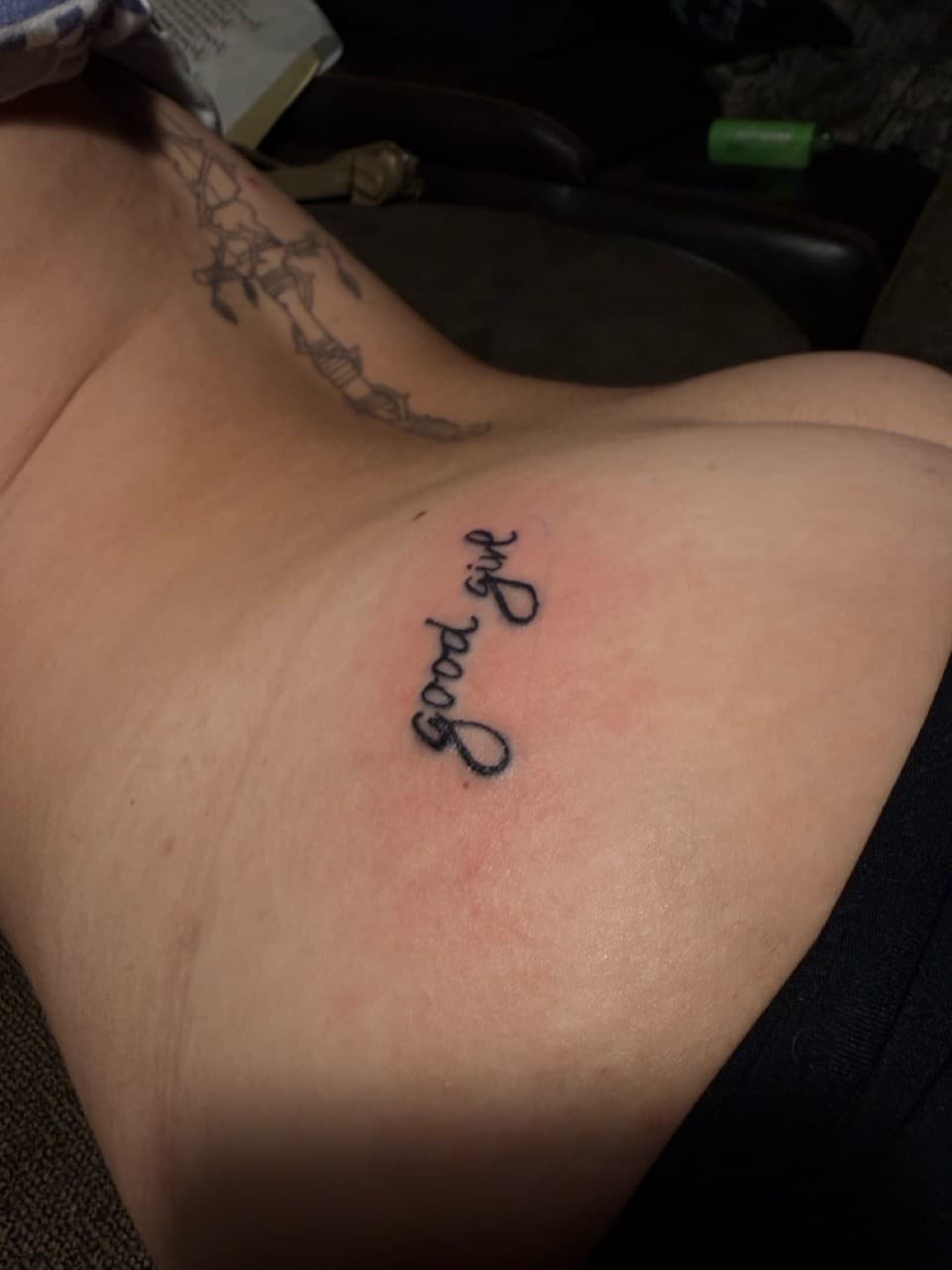 Lettering + Script phrase tattoo on Upper Back by Sayas_Mind_Tattoos on TattMe