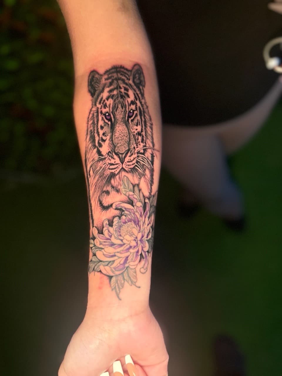 Illustrative + Black & Grey tiger tattoo on Forearm by Edwaun_Randall on TattMe