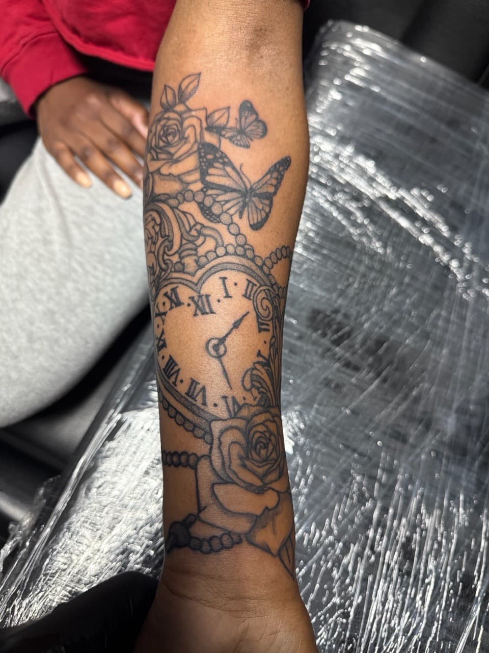 Fine Line + Black & Grey butterflies tattoo on Forearm by Edwaun_Randall on TattMe