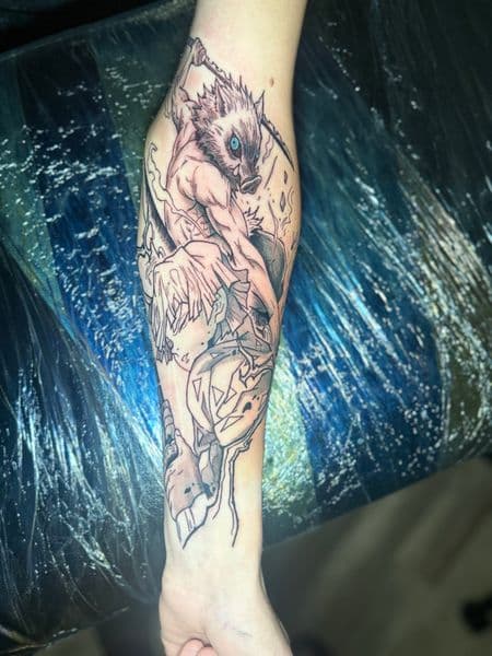 Anime + Black & Grey anime characters tattoo on Forearm by Edwaun_Randall on TattMe