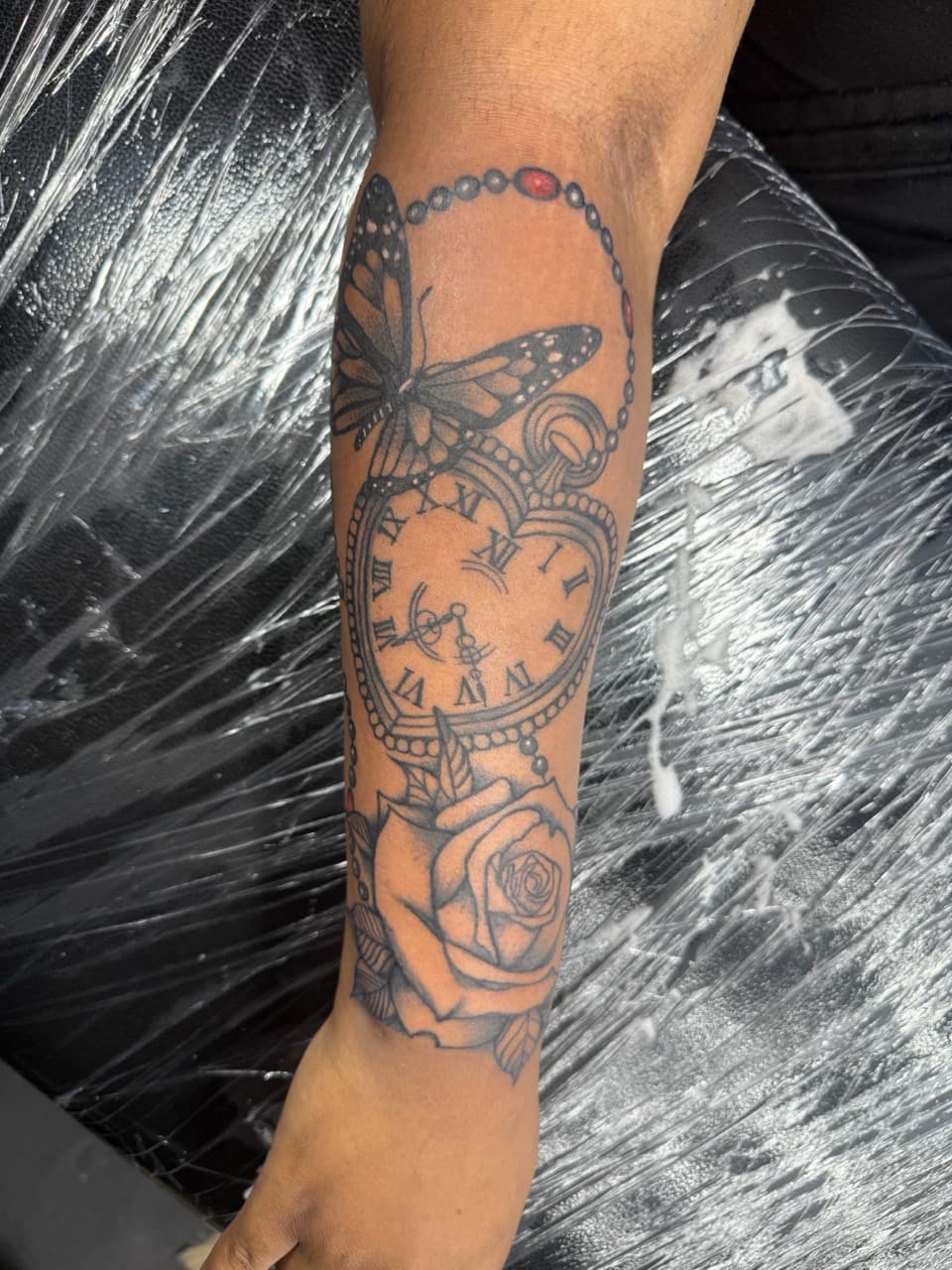 Black & Grey + Illustrative butterfly tattoo on Forearm by Edwaun_Randall on TattMe