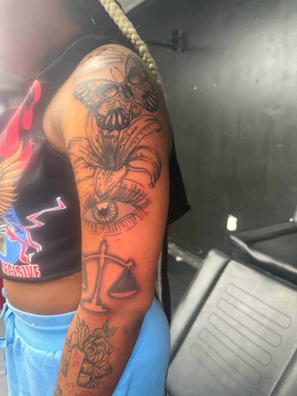 Fine Line + Illustrative butterfly tattoo on Upper Arm by Edwaun_Randall on TattMe
