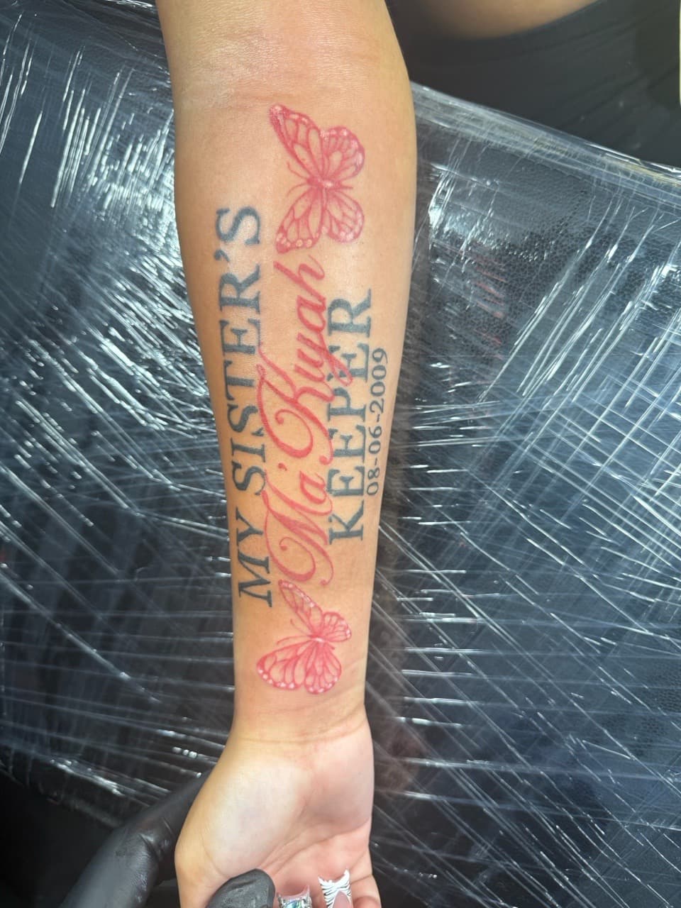 Lettering + Script butterflies tattoo on Forearm by Edwaun_Randall on TattMe