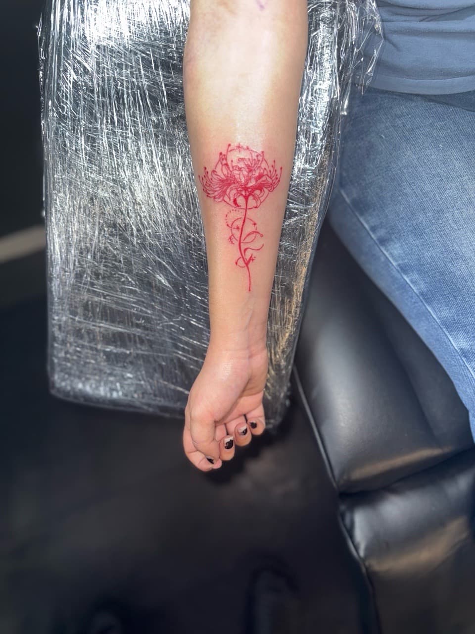Fine Line + Floral flower tattoo on Forearm by Edwaun_Randall on TattMe