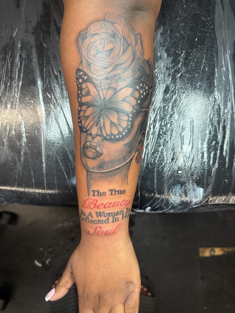 Black & Grey + Illustrative rose tattoo on Forearm by Edwaun_Randall on TattMe