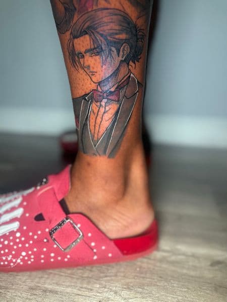 Anime + Illustrative anime character tattoo on Calf by Edwaun_Randall on TattMe