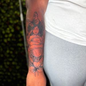 Illustrative + Black & Grey woman tattoo on Forearm by Edwaun_Randall on TattMe