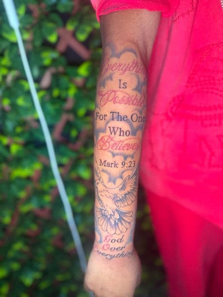 Lettering + Script dove tattoo on Forearm by Edwaun_Randall on TattMe