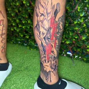 Anime + Illustrative anime character tattoo on Calf by Edwaun_Randall on TattMe