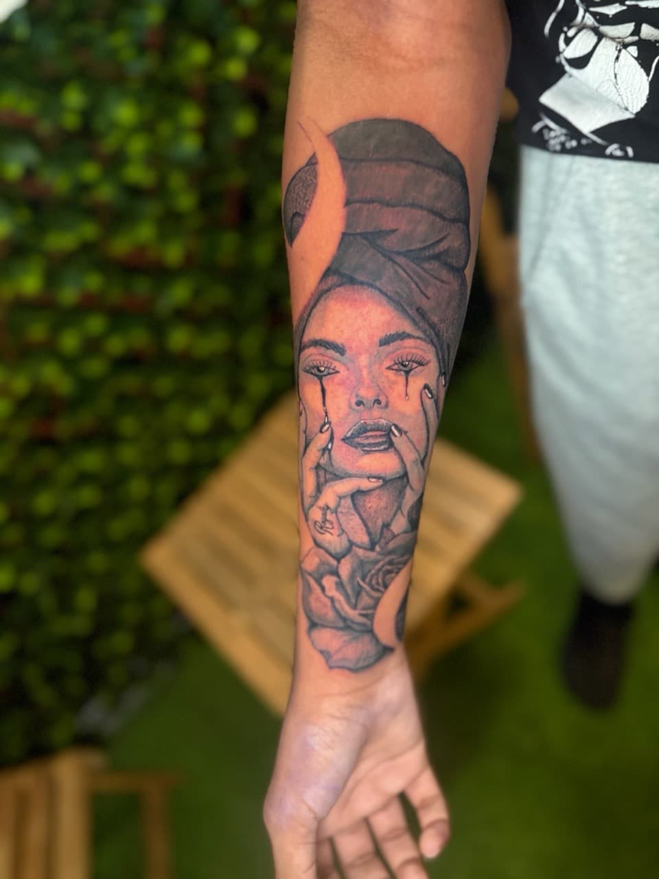 Black & Grey + Realism woman tattoo on Forearm by Edwaun_Randall on TattMe