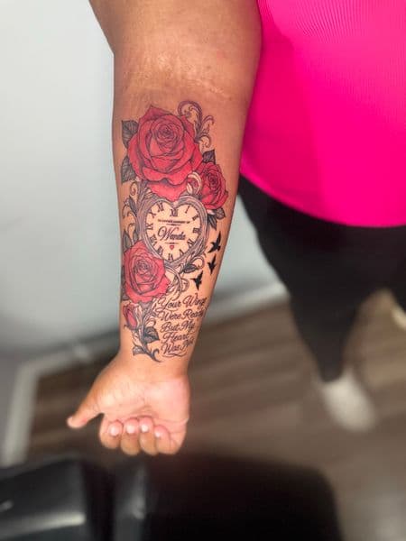 Floral + Illustrative roses tattoo on Forearm by Edwaun_Randall on TattMe