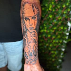 Black & Grey + Realism pirate tattoo on Forearm by Edwaun_Randall on TattMe