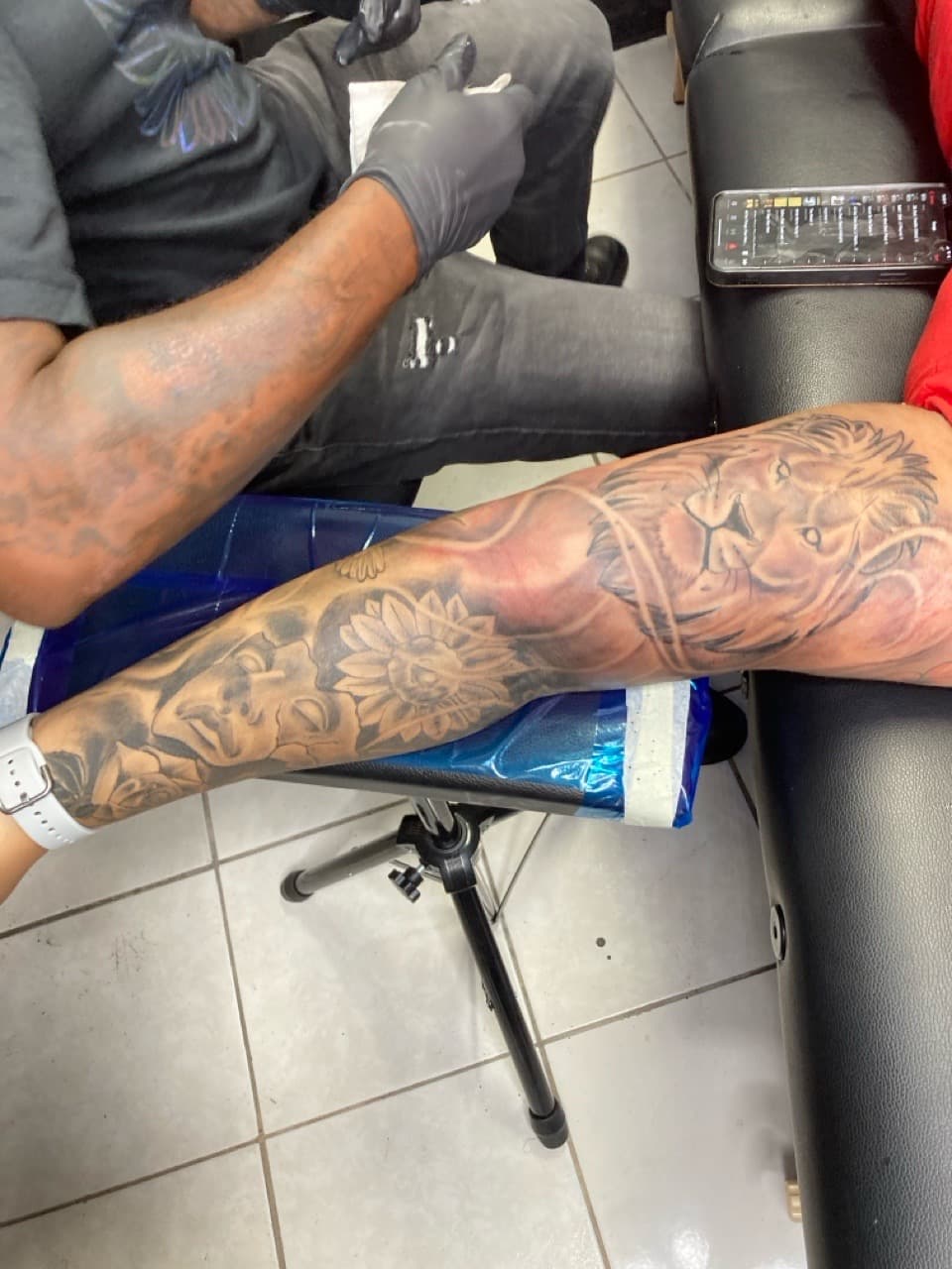 Black & Grey + Floral lion tattoo on Forearm by Mafia_Ink on TattMe