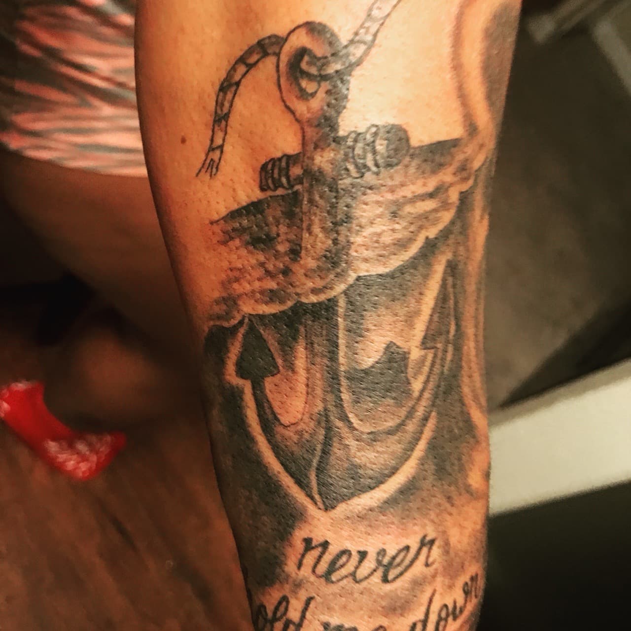 Black & Grey + Lettering anchor tattoo on Forearm by Mafia_Ink on TattMe