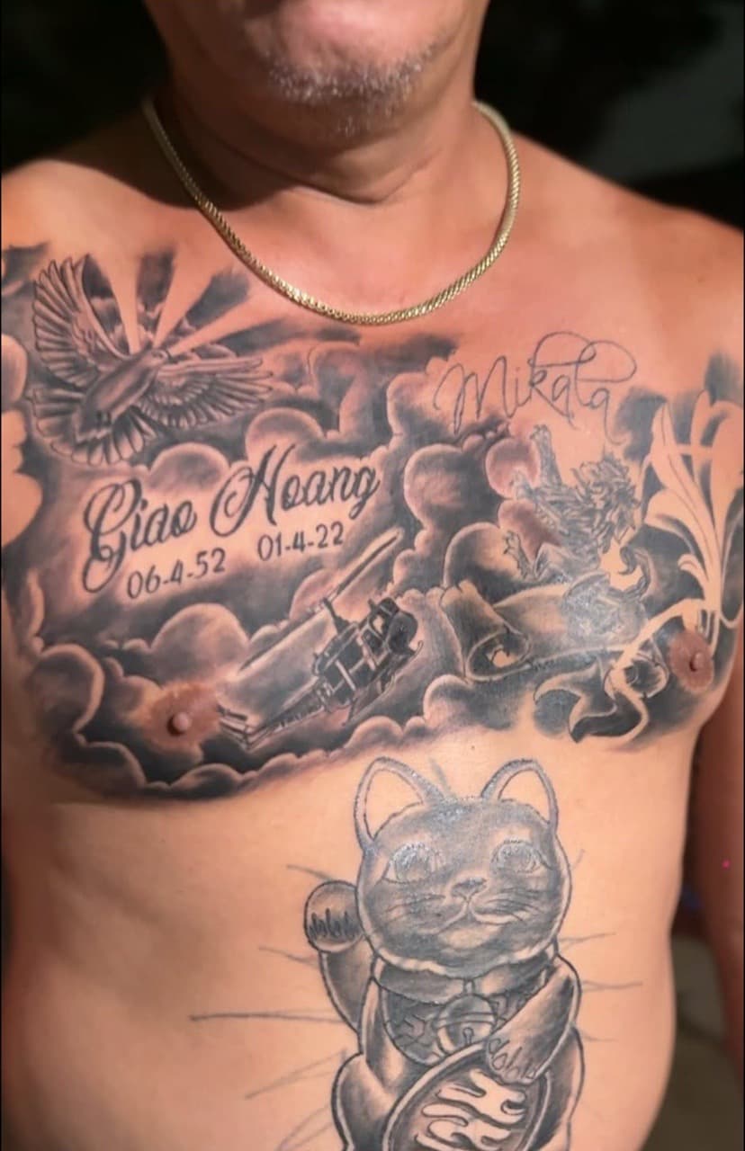Black & Grey + Illustrative dove tattoo on Chest by Mafia_Ink on TattMe