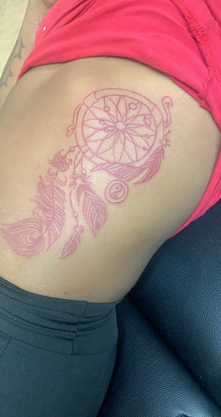 Fine Line + Line-work dreamcatcher tattoo on Ribs by Mafia_Ink on TattMe