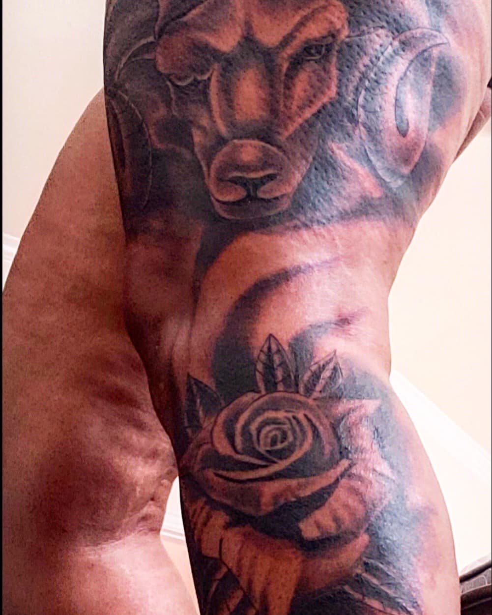 Black & Grey + Realism ram tattoo on Knee by Mafia_Ink on TattMe