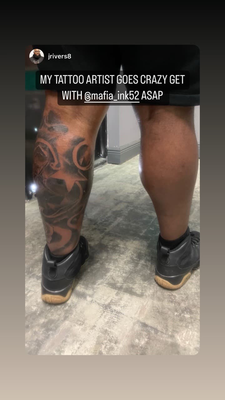 Black-work + Abstract swirls tattoo on Calf by Mafia_Ink on TattMe