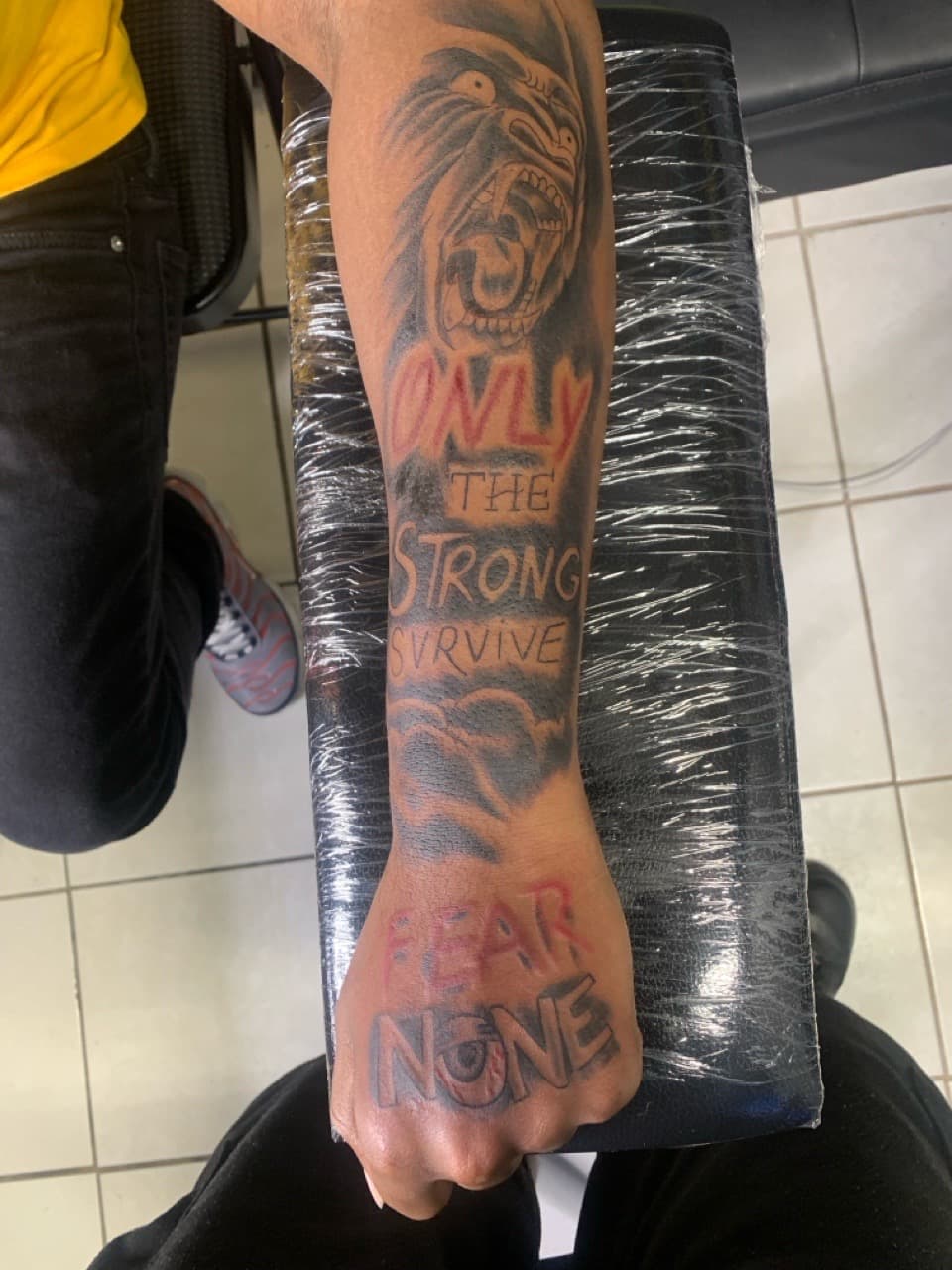 Black & Grey + Lettering gorilla tattoo on Forearm by Mafia_Ink on TattMe