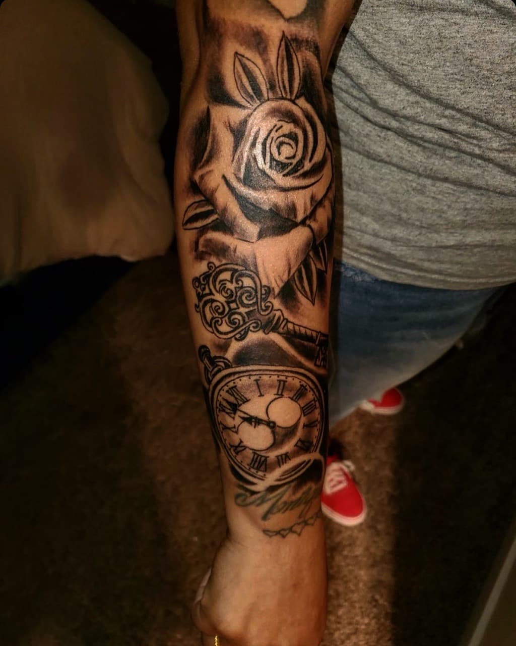 Black & Grey + Illustrative rose tattoo on Forearm by Mafia_Ink on TattMe