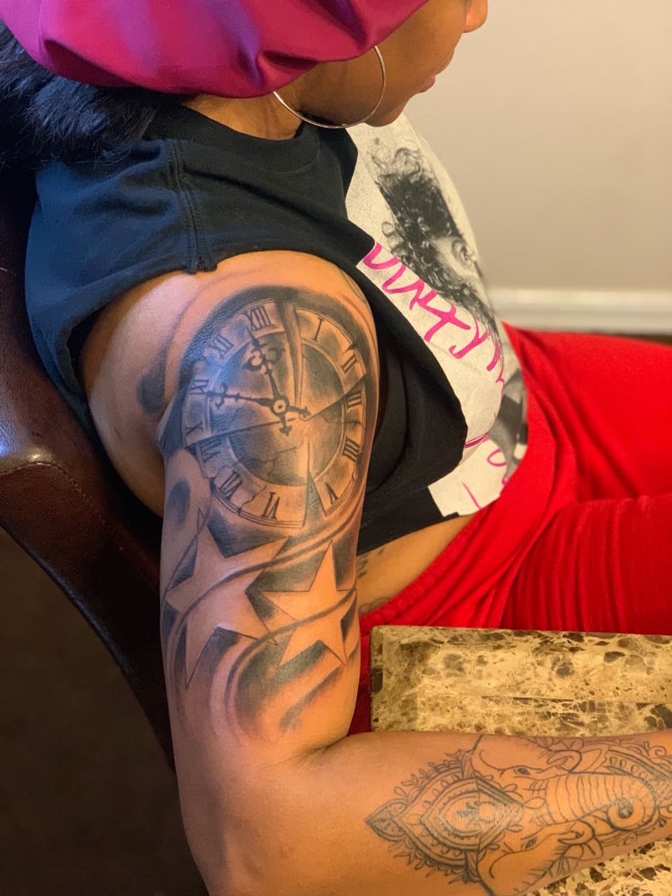 Black & Grey + Illustrative clock tattoo on Half Sleeve by Mafia_Ink on TattMe