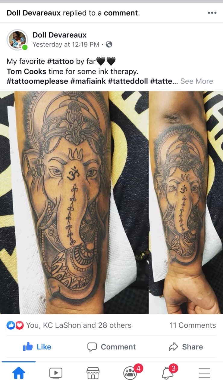 Black & Grey + Illustrative ganesha tattoo on Forearm by Mafia_Ink on TattMe