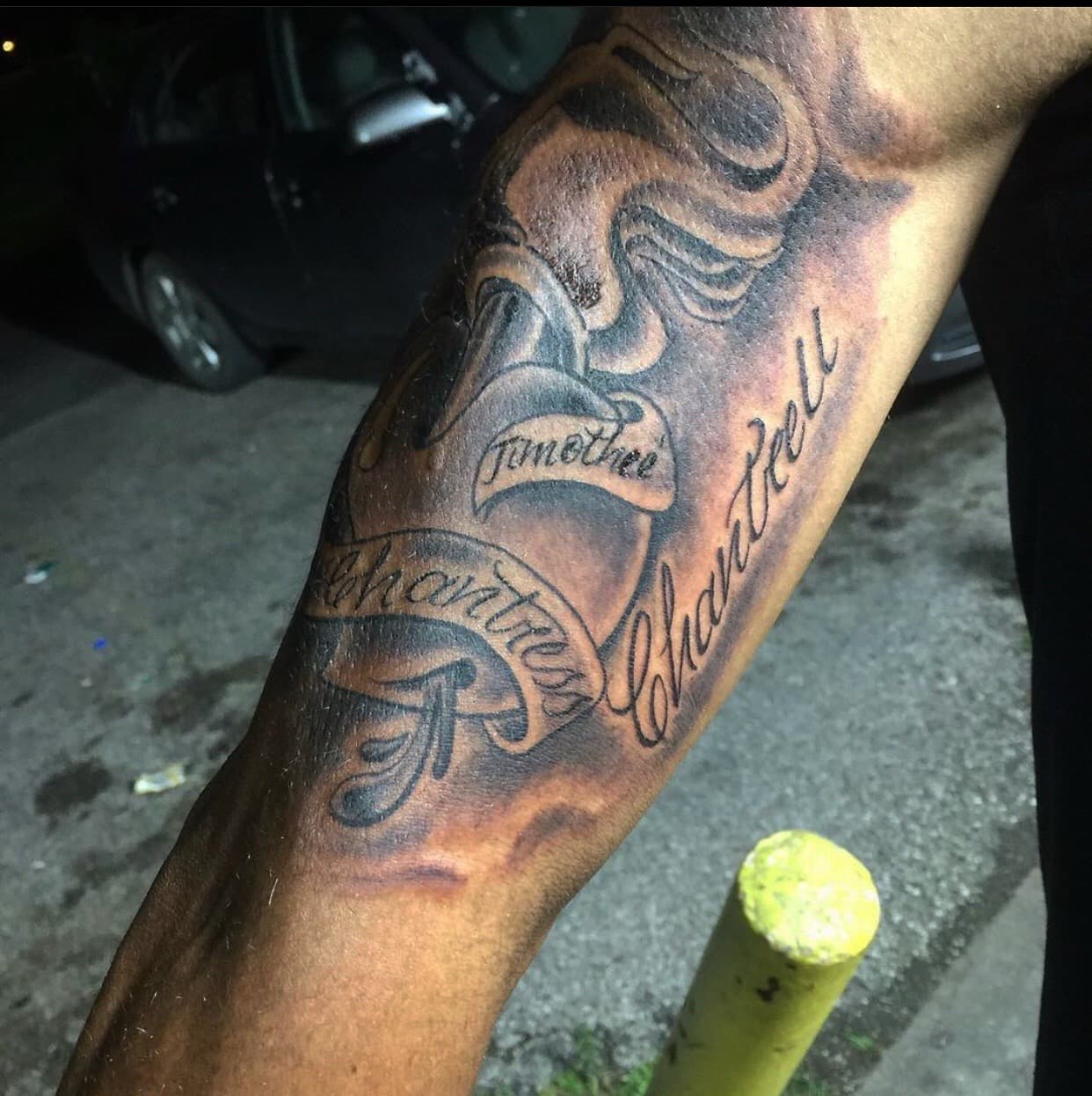 Lettering + Script names tattoo on Forearm by Mafia_Ink on TattMe