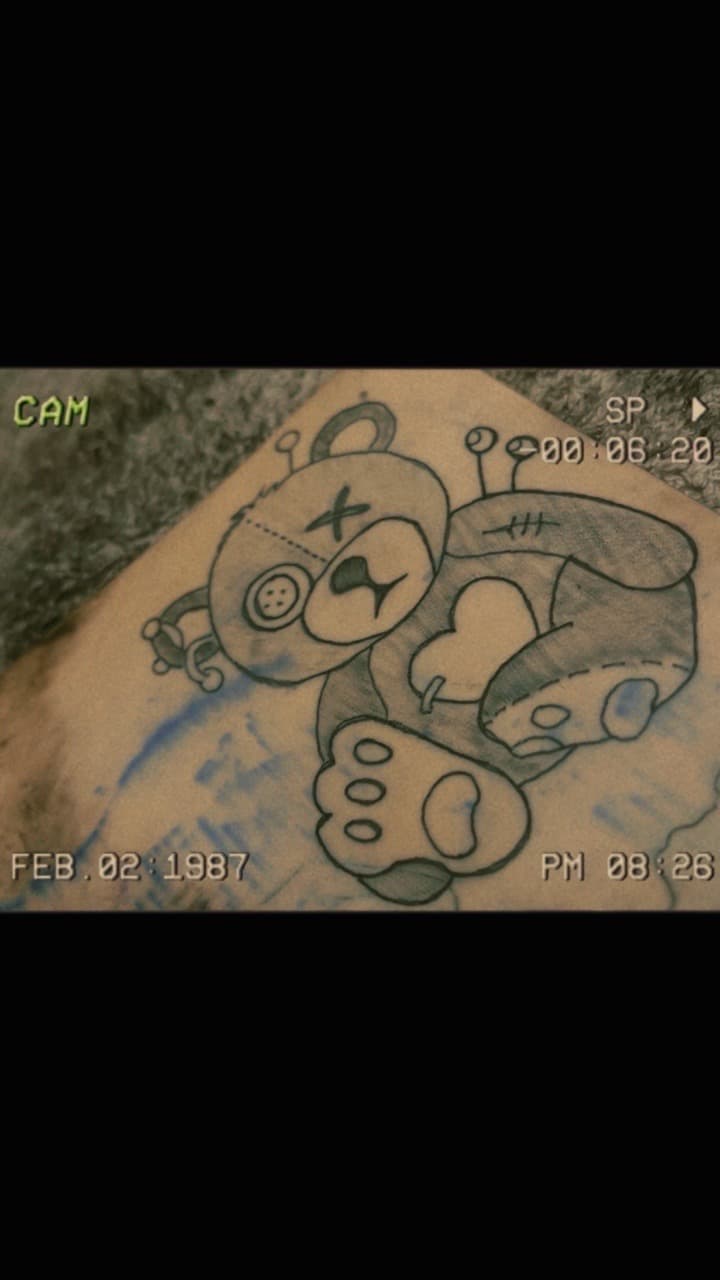 Illustrative + Cartoon teddy bear tattoo on Thigh by RAW_INK on TattMe