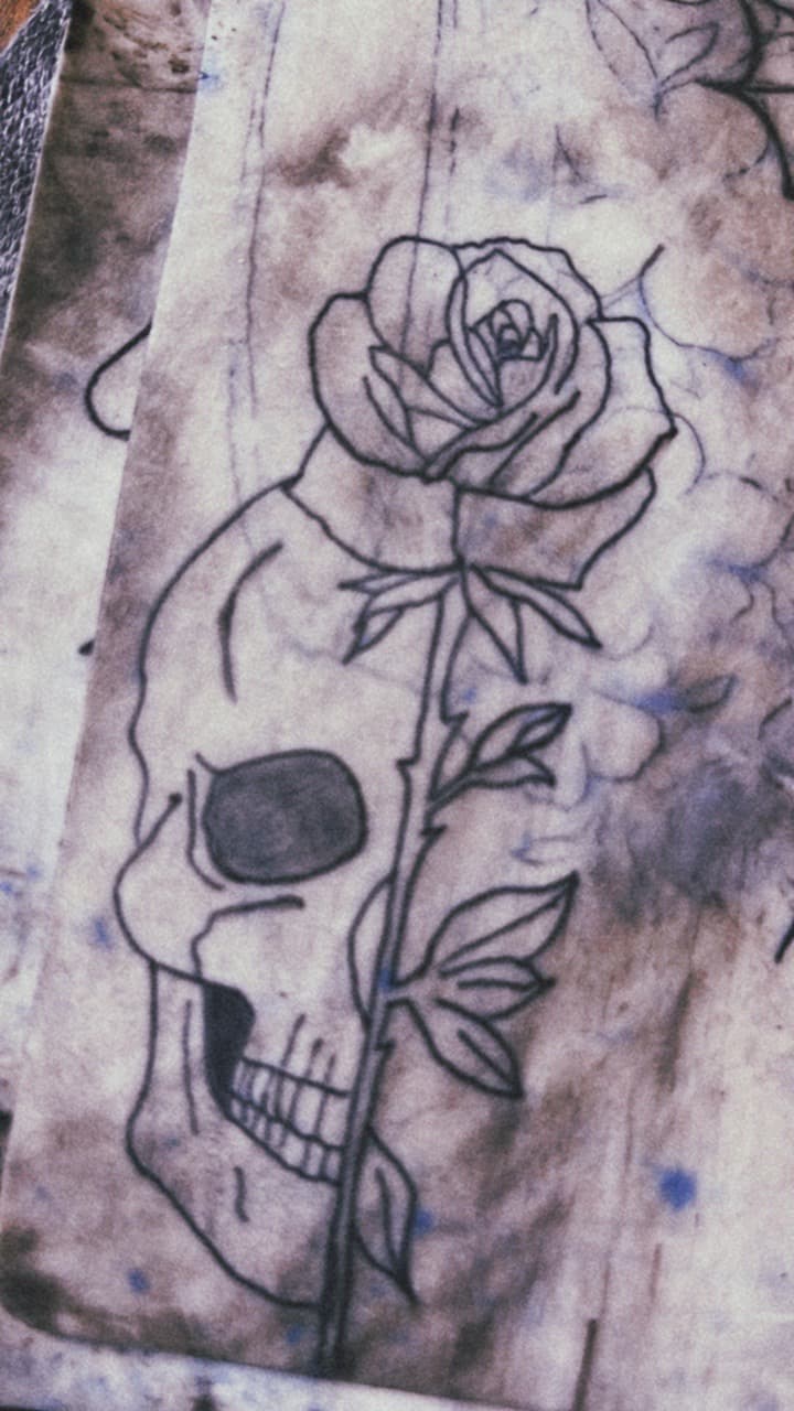 Line-work + Illustrative skull tattoo by RAW_INK on TattMe