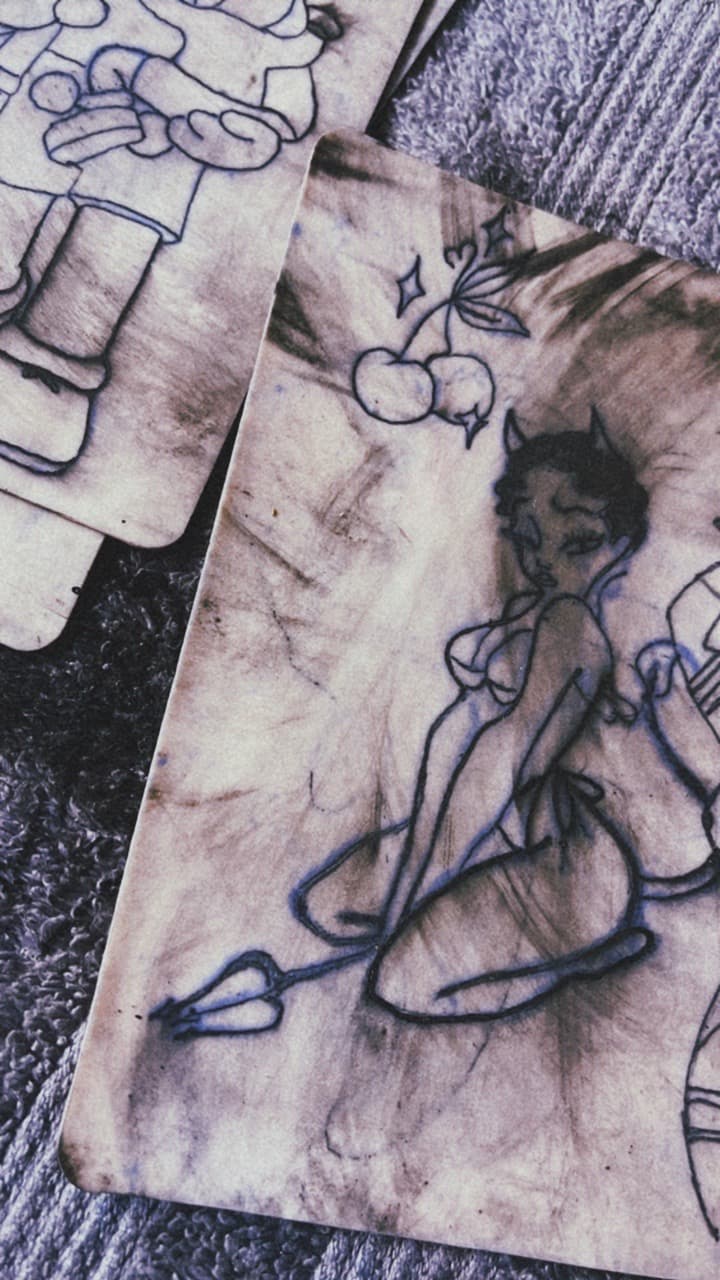 Illustrative + Cartoon devil girl tattoo by RAW_INK on TattMe