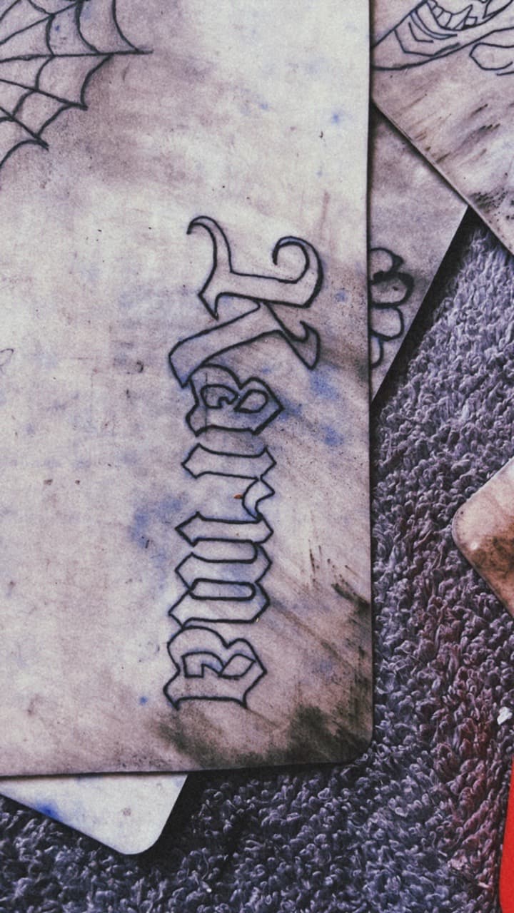 Lettering + Script karma tattoo by RAW_INK on TattMe
