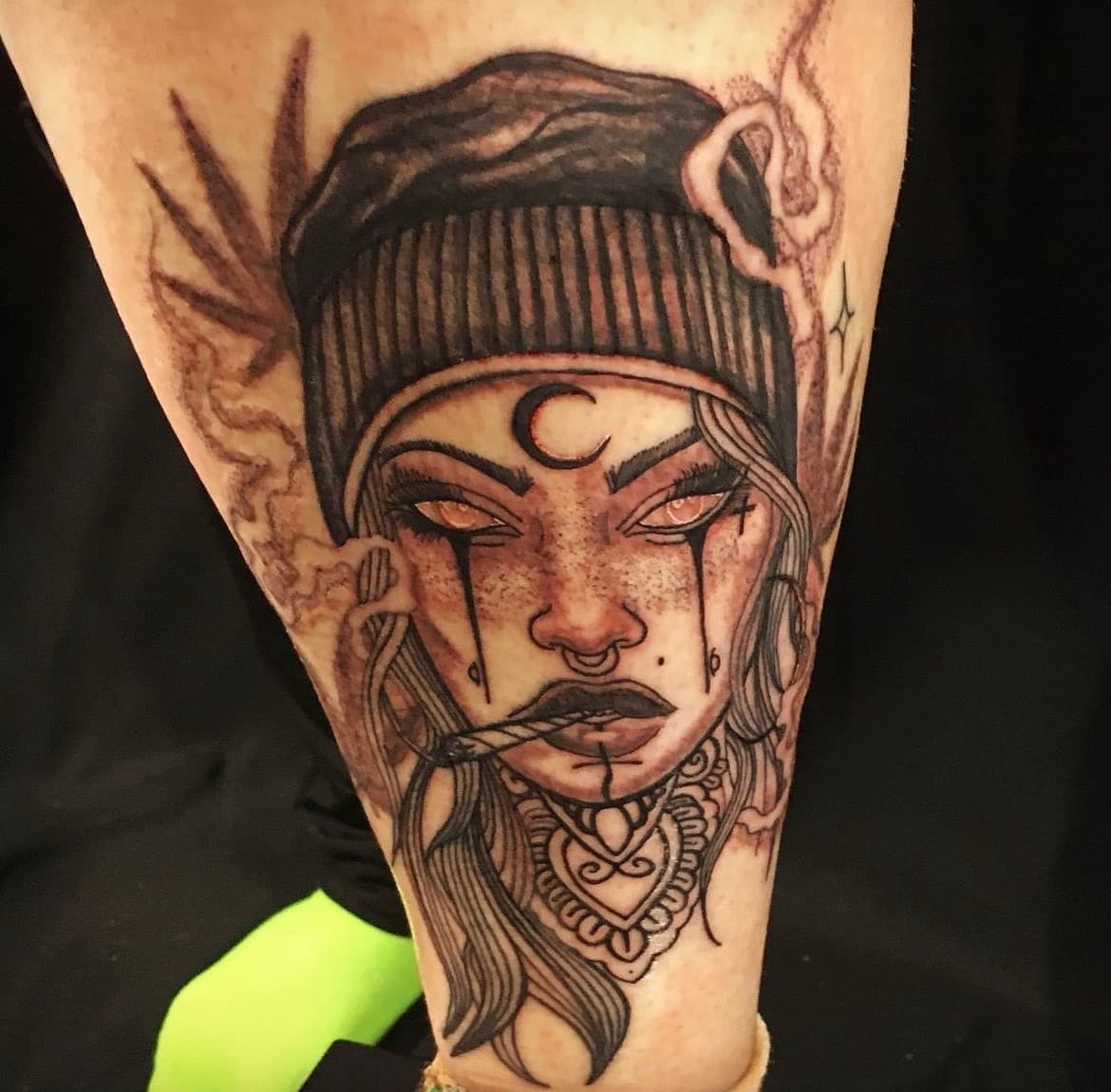 Black & Grey + Illustrative woman tattoo on Forearm by Bass on TattMe