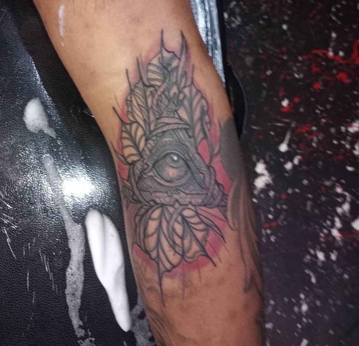 Illustrative + Black & Grey all-seeing eye tattoo on Forearm by Bass on TattMe